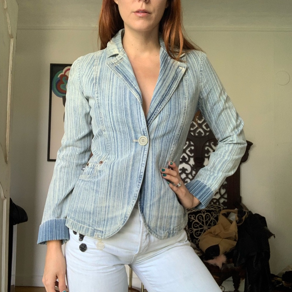 Vintage 90s DKNY Jeans Denim Blazer Jacket XS